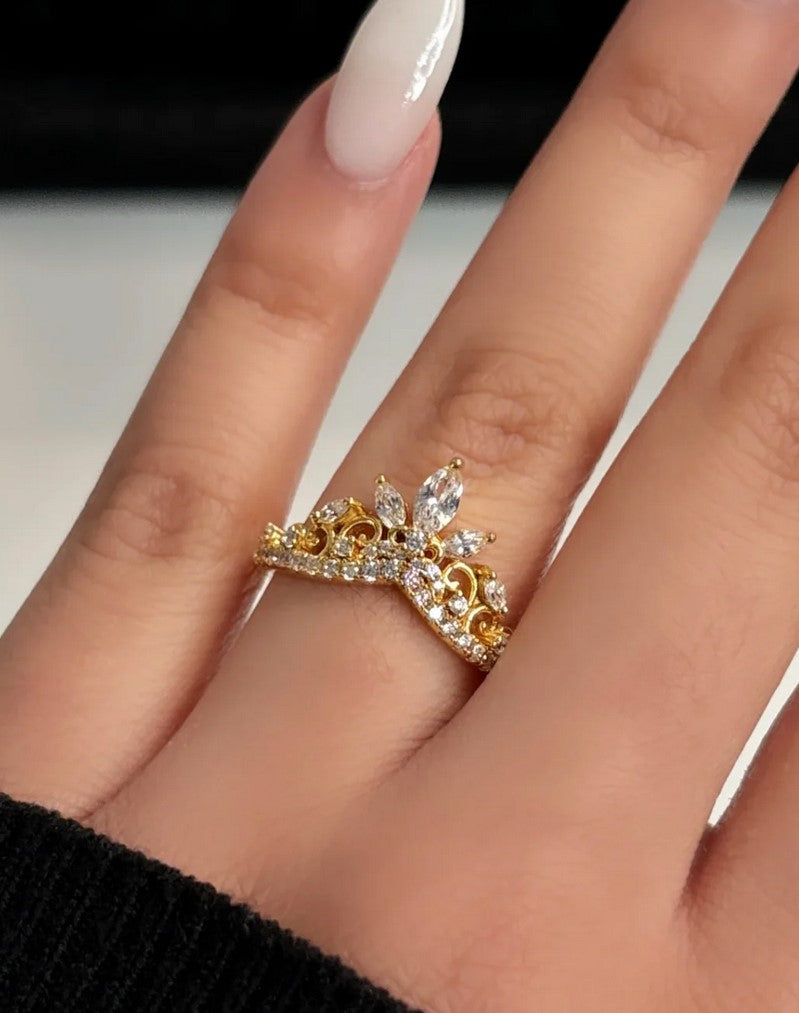 Jewelyna™ | Princess Wishbone Gold Plated Ring