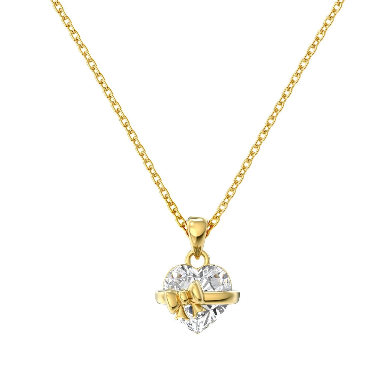 Jewelyna™ | Gold Bow Heart Necklace | Limited Drop