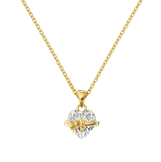 Jewelyna™ | Gold Bow Heart Necklace | Limited Drop