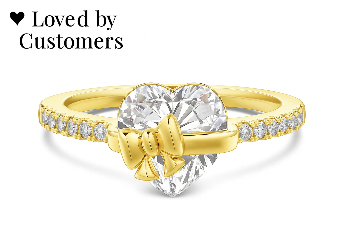 Jewelyna™ | Lovely "Heart & Bow" 925 Sterling Silver Ring