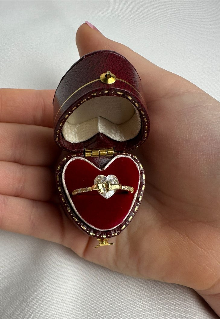 Jewelyna™ | Lovely "Heart & Bow" 925 Sterling Silver Ring